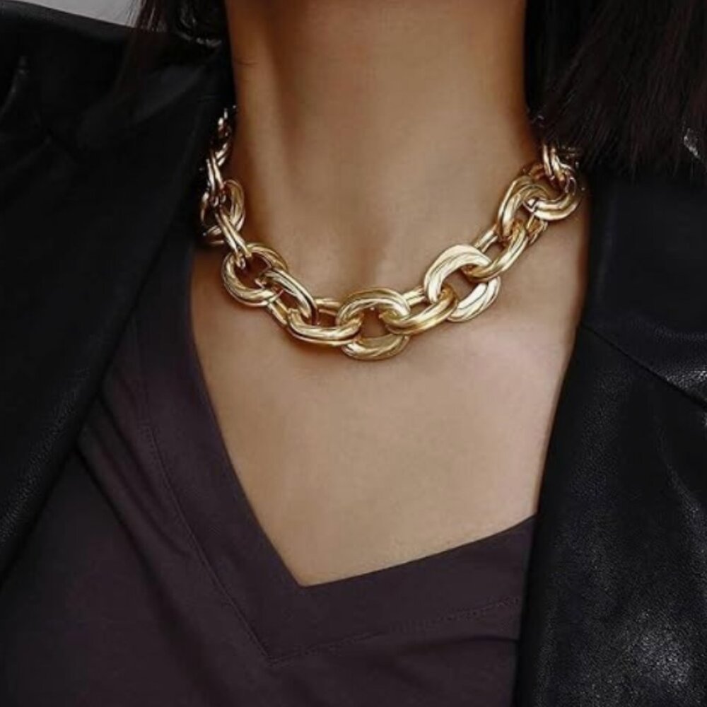 ZARA Gold Double Thickness Oval Link Chain Necklace